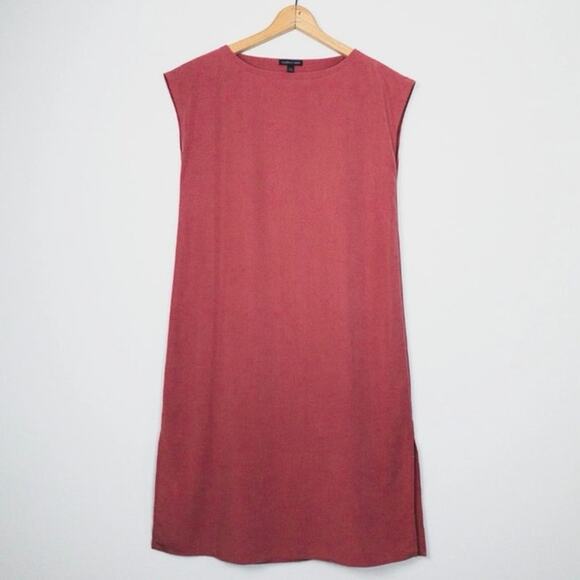 Eileen Fisher Dresses & Skirts - NWOT Eileen Fisher CHUTNEY Sandwashed Tencel Bateau Neck Midi Shift Dress M $228